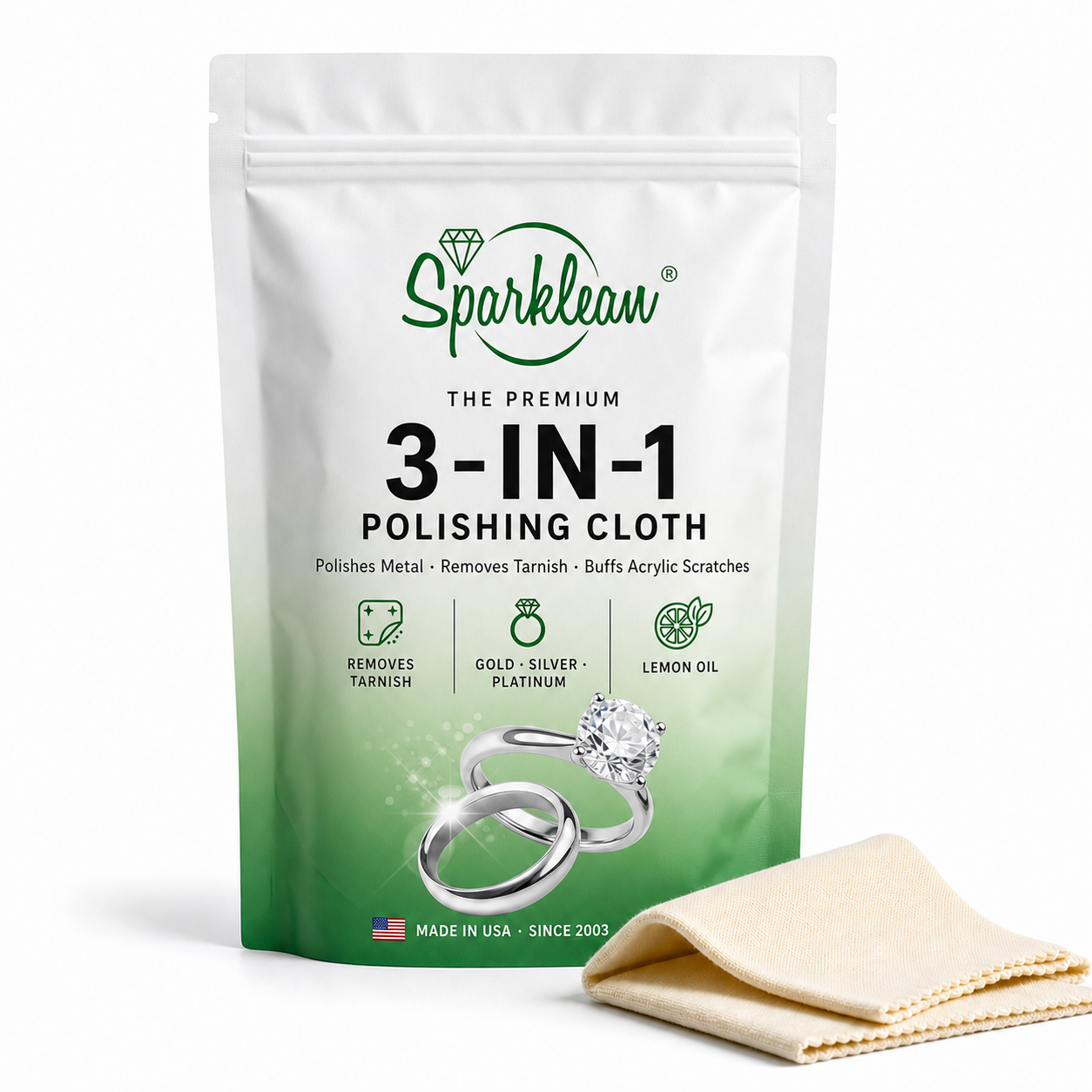 Jewelry Cleaner Lemon-Infused Polishing Cloth: Tackle Tarnish & Scratches on Metals