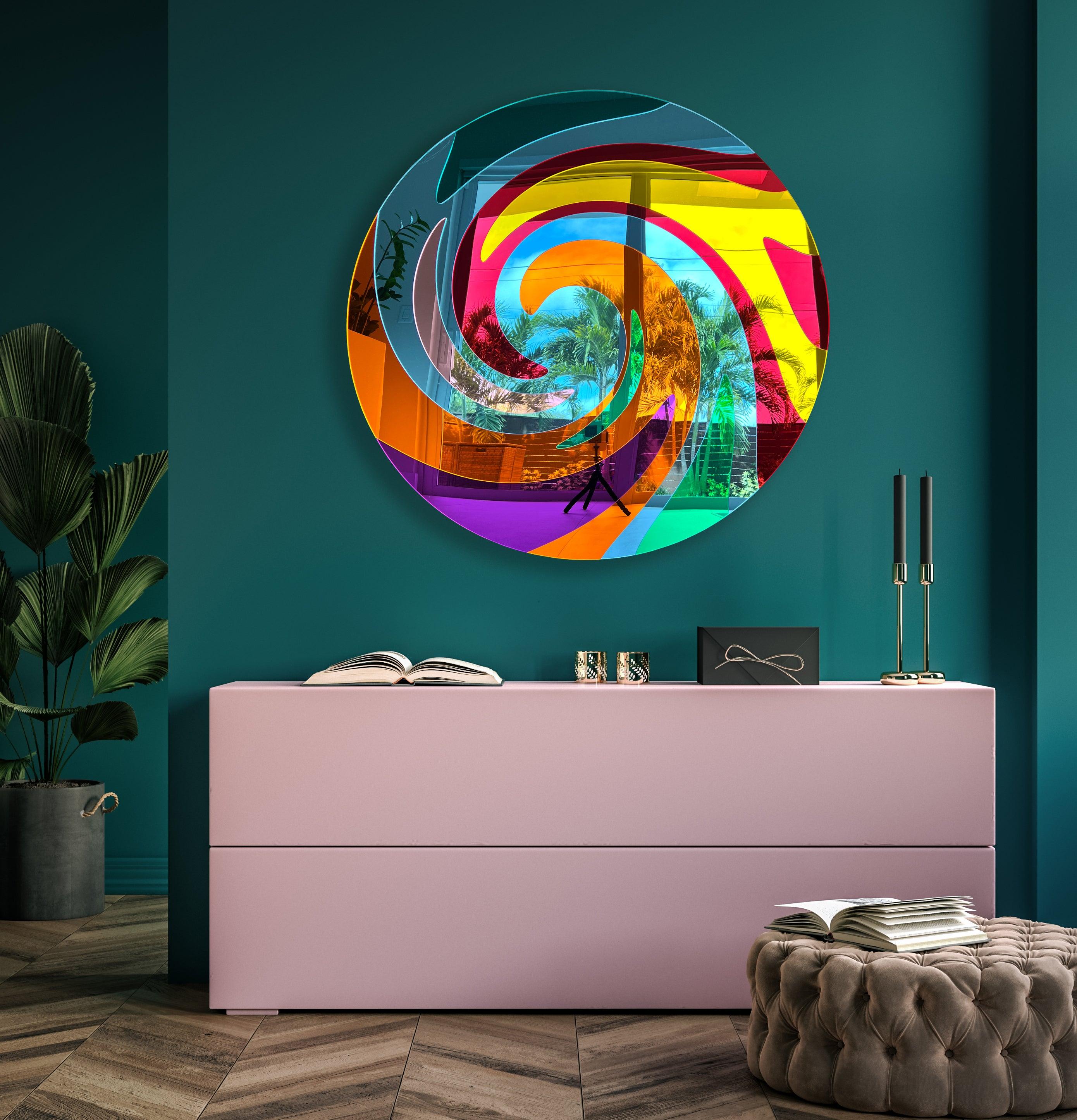 Spiral Oversized Contemporary Wall Art Mirrored Acrylic Art Swirl Mirror