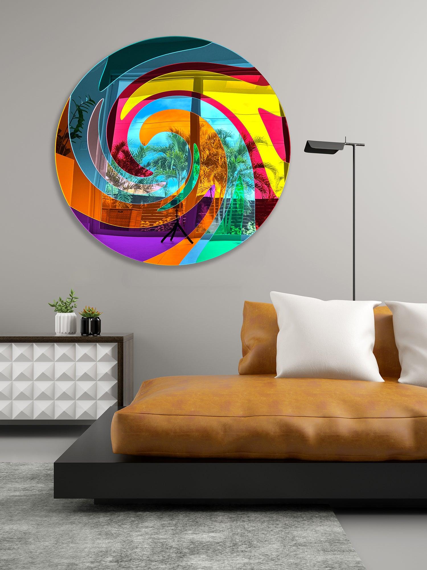 Spiral Oversized Contemporary Wall Art Mirrored Acrylic Art Swirl Mirror