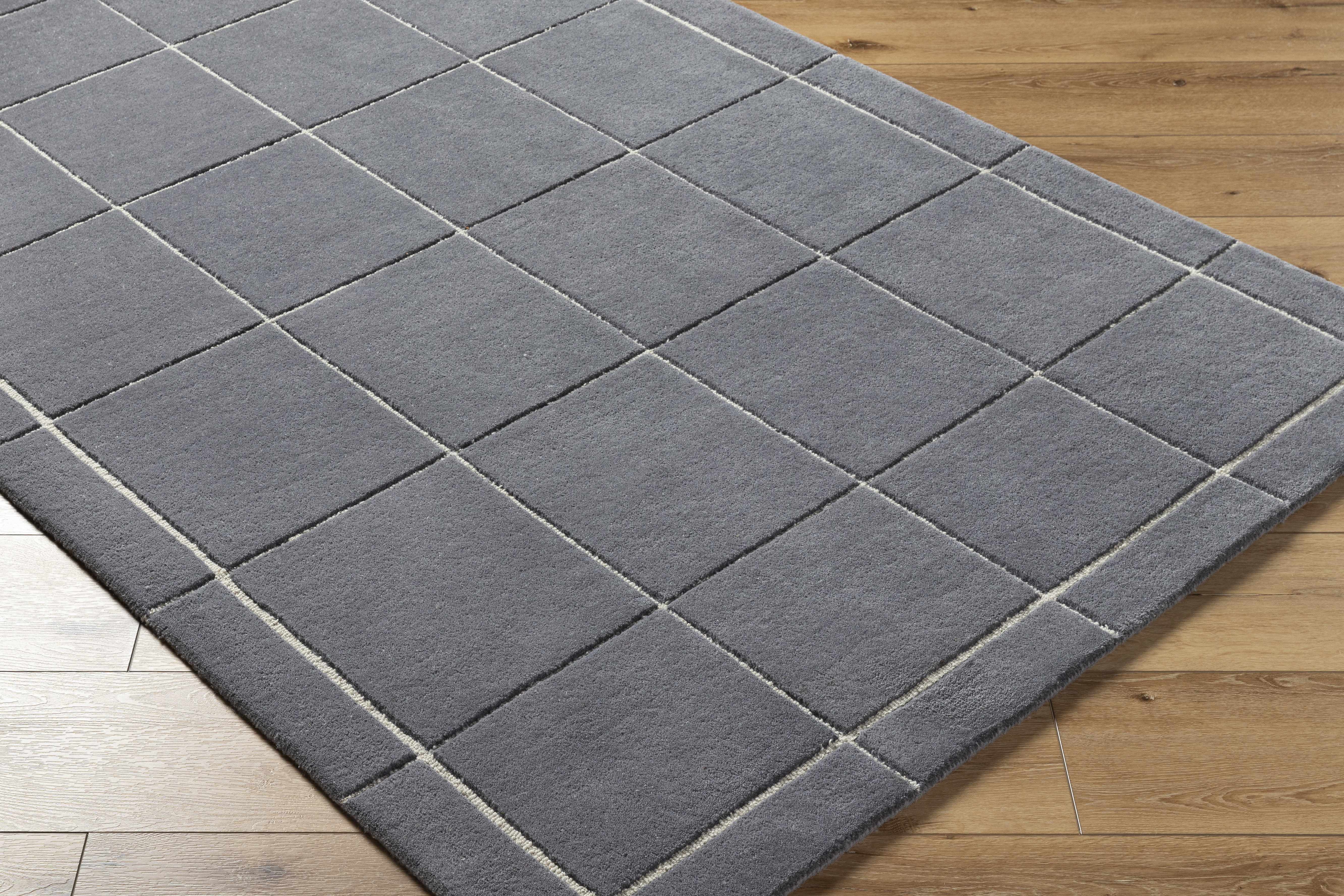 Siarl Dark Gray Checkered Area Rug