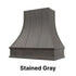 Wood Range Hood With Curved Strapped Front and Decorative Trim - 30" 36" 42" 48" 54" and 60" Widths Available