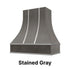 Wood Range Hood With Curved Front, Silver Strapping and Block Trim - 30", 36", 42", 48", 54" and 60" Widths Available