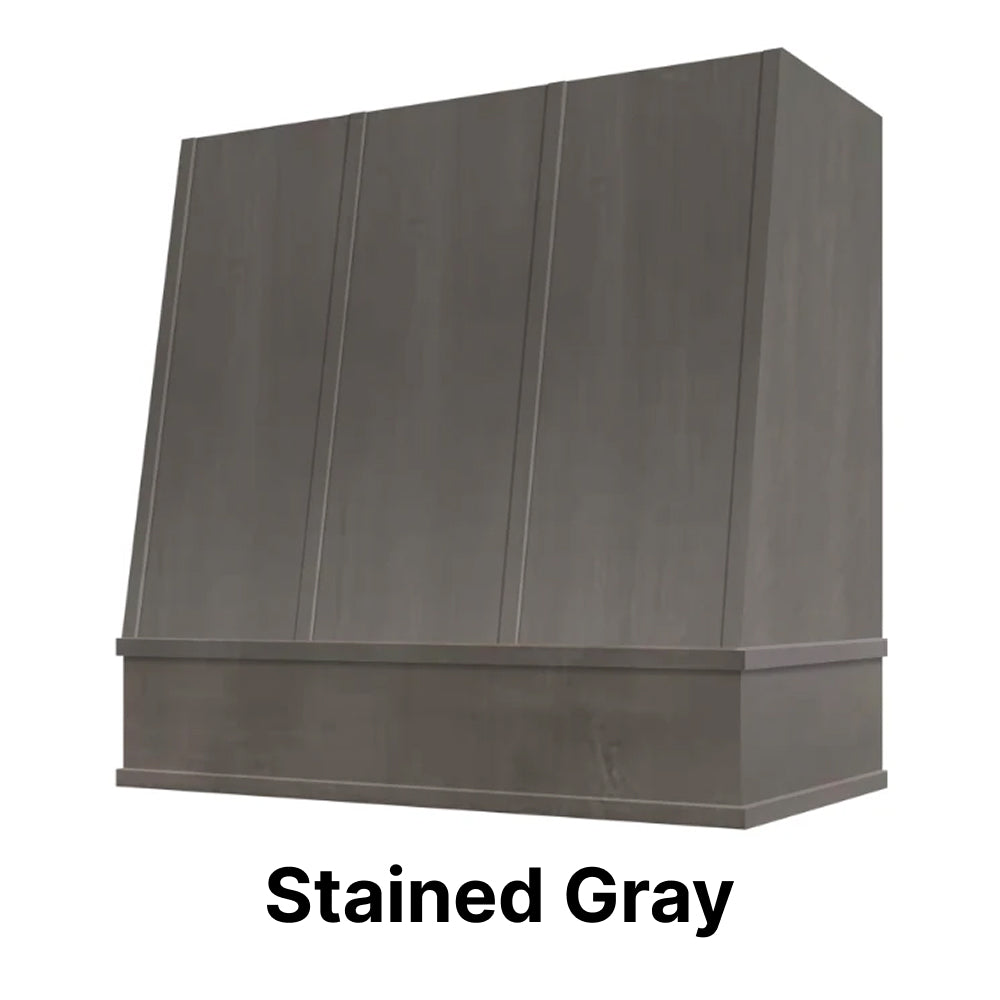 Wood Range Hood With Angled Strapped Front and Block Trim - 30
