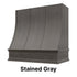 Wood Range Hood With Sloped Strapped Front and Decorative Trim - 30", 36", 42", 48", 54" and 60" Widths Available