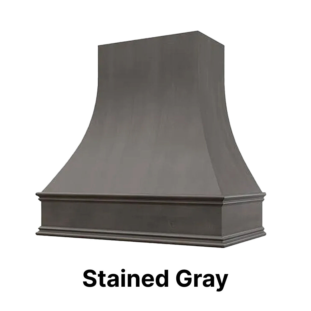 Wood Range Hood With Curved Front and Decorative Trim - 30
