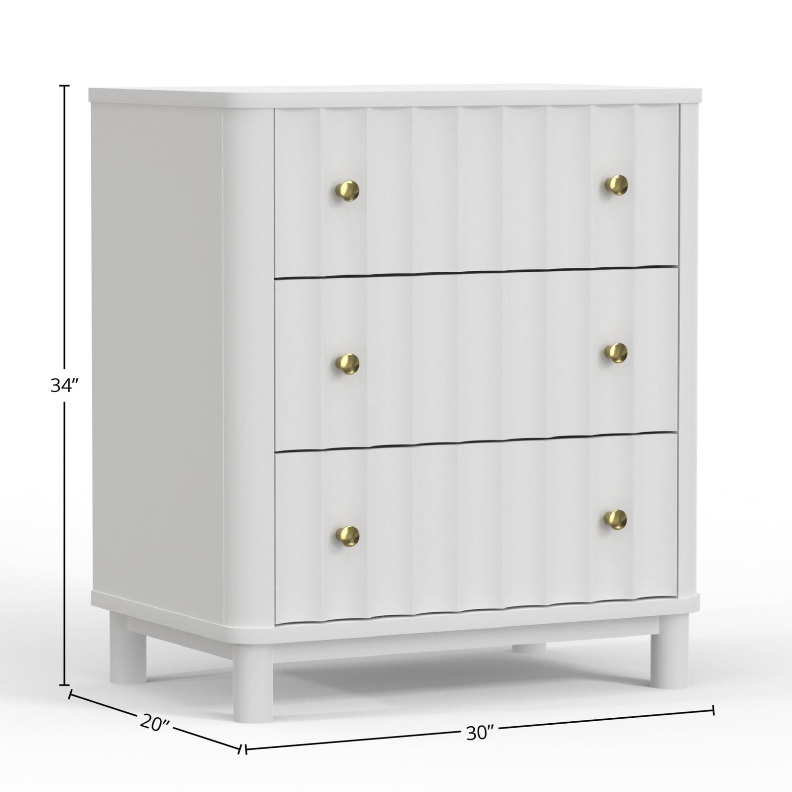 Stapleton Three Drawer Small Chest, White