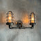 Black Pipe Light - Industrial Double Cage Wall Sconce - The Ironforge