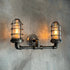 Black Pipe Light - Industrial Double Cage Wall Sconce - The Ironforge