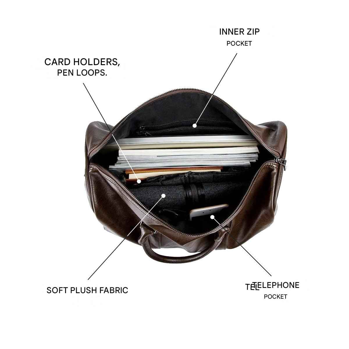 Large PU Leather Travel Duffel Bag Lightweight Carry On Weekender 45cm
