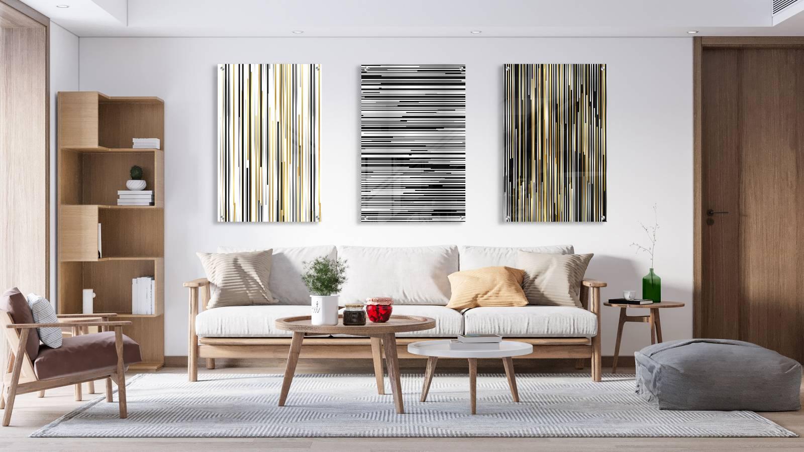 Stripes Pattern Set of 3 Prints Modern Wall Art Modern Artwork