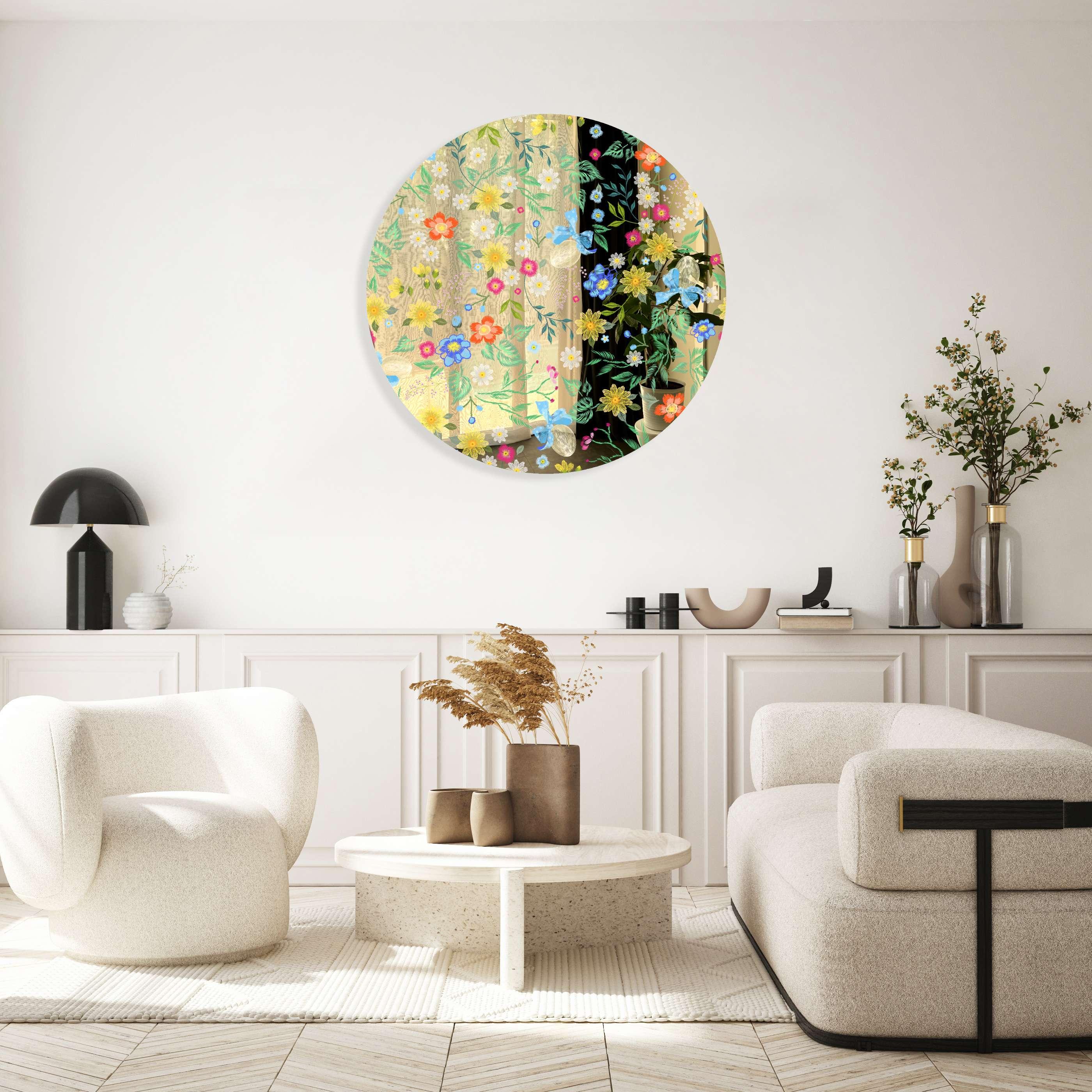Summer Flowers Printed Mirror Acrylic Circles