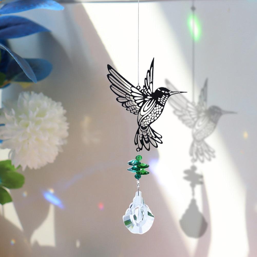 Sun-catchers Beads Colorful Rainbow Crystal Hanging Crystal Wind Chimes Butterfly Bird Prisms Crystal Pendant For Garden Window Car Wedding Plants Home Decoration