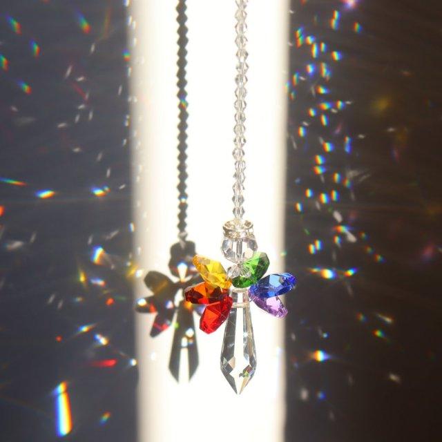 Sun-catchers Beads Colorful Rainbow Crystal Hanging Crystal Wind Chimes Butterfly Bird Prisms Crystal Pendant For Garden Window Car Wedding Plants Home Decoration