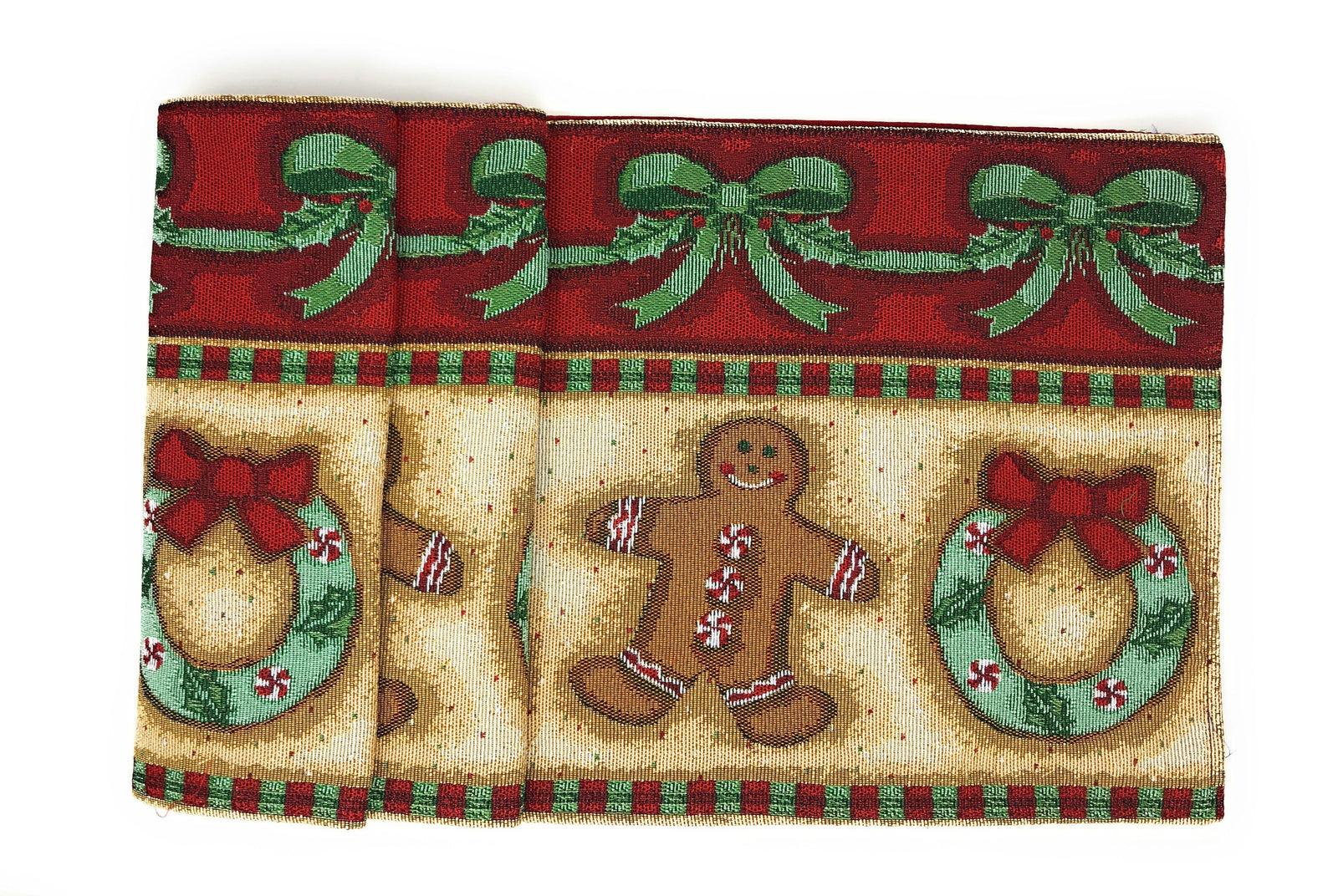 DaDa Bedding Gingerbread Snowman Holiday Woven Tapestry Dining Table Runner (12917)