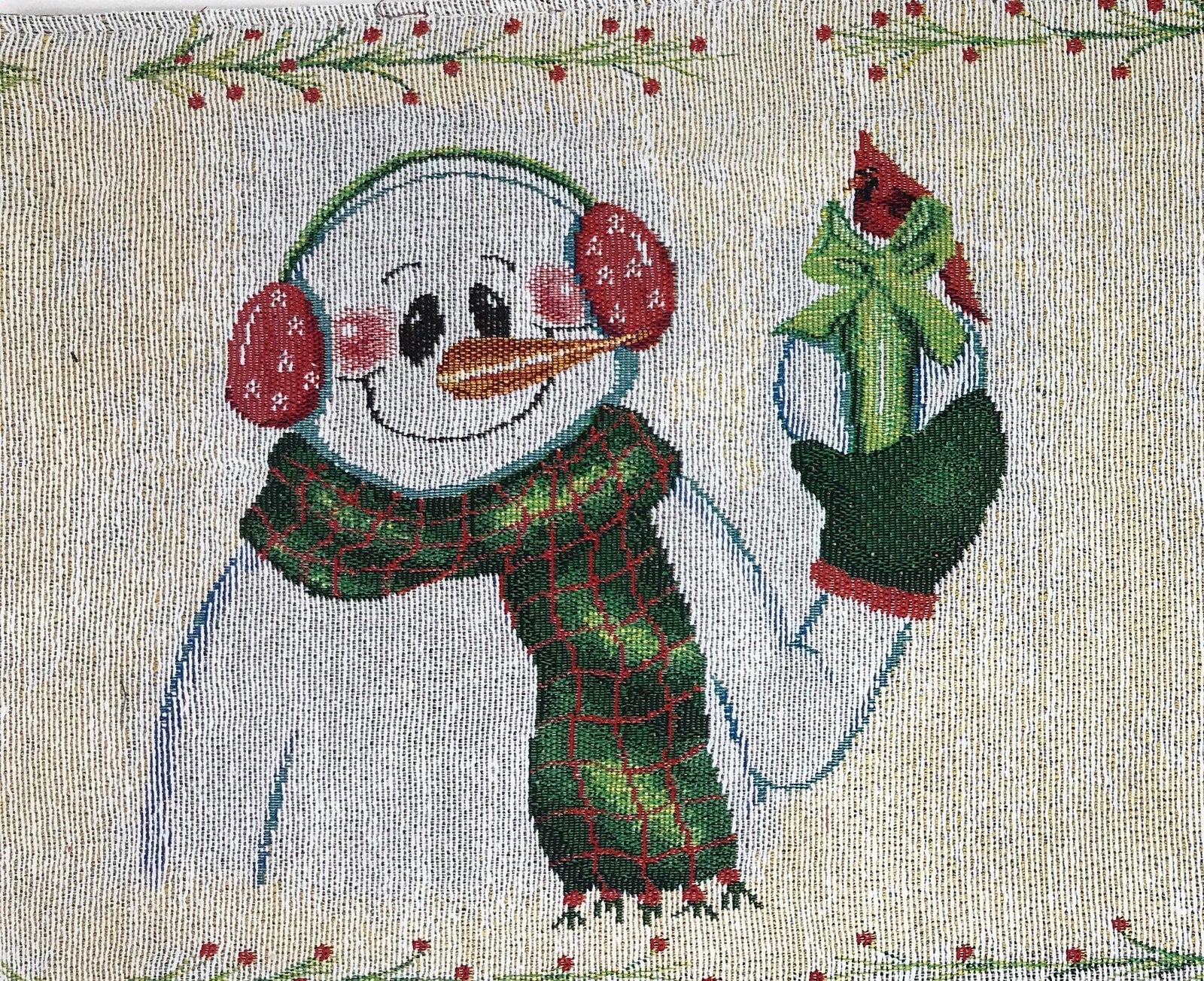 DaDa Bedding Magical Snowman Holiday Woven Tapestry Dining Table Runner (9733)