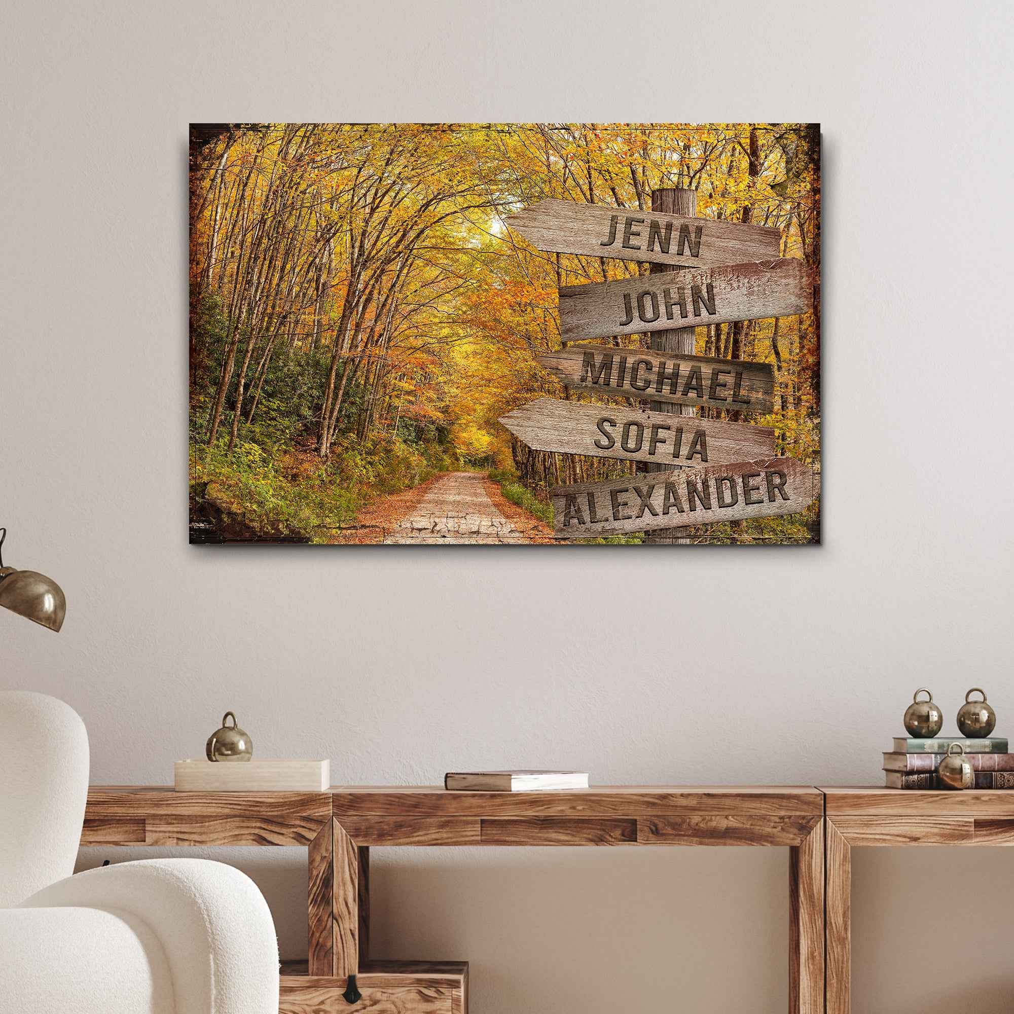 Autumn Road Family Name Sign