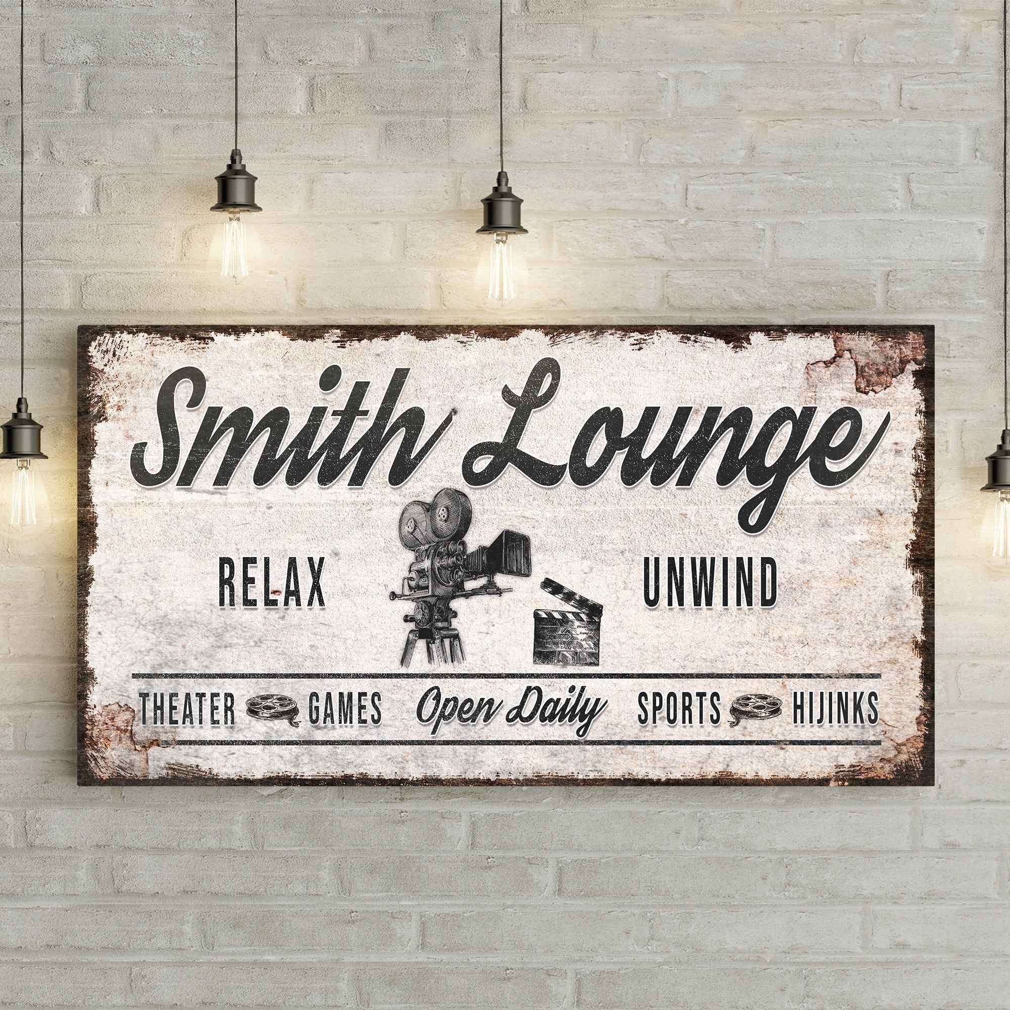 Relax Unwind Theatre Lounge Sign
