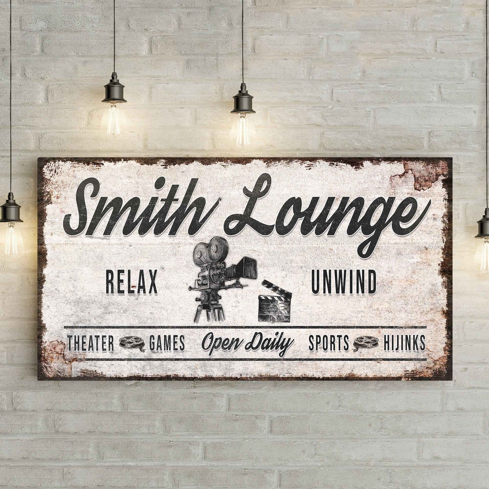 Relax Unwind Theatre Lounge Sign