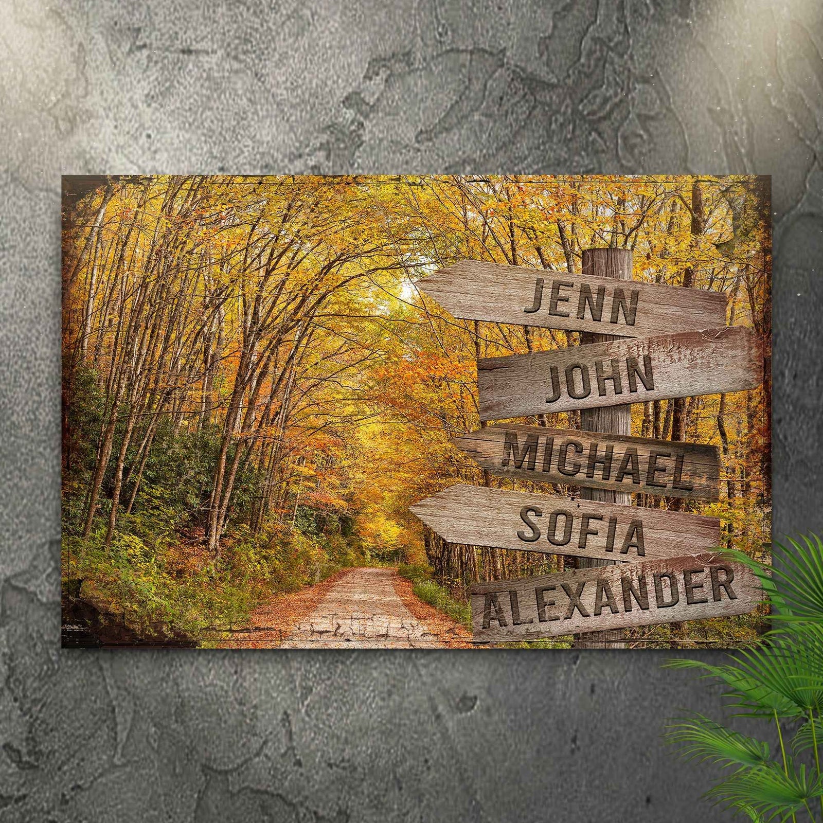 Autumn Road Family Name Sign