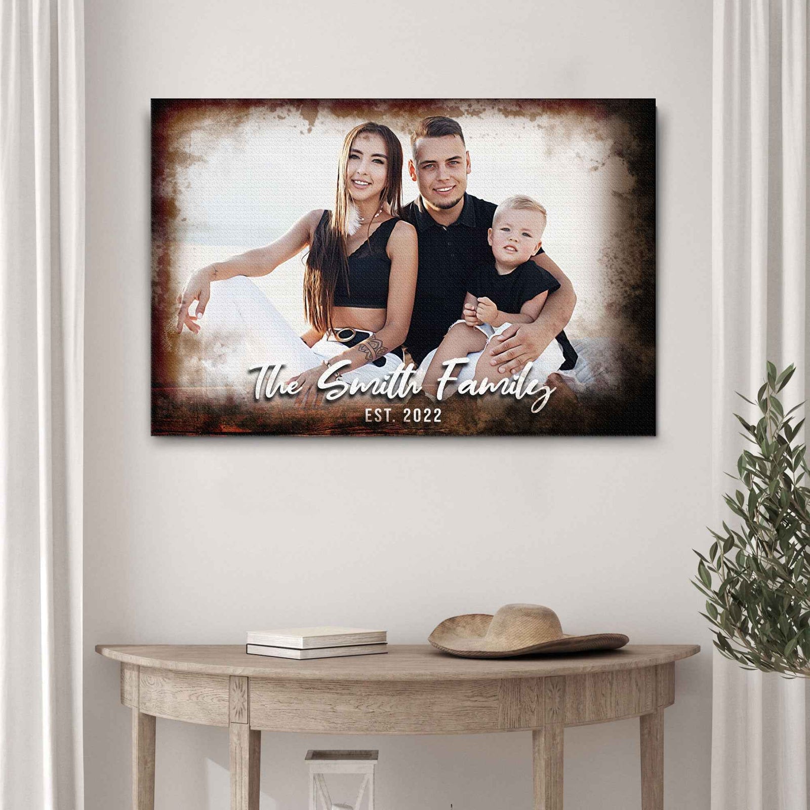 Family Portrait On Wood Sign