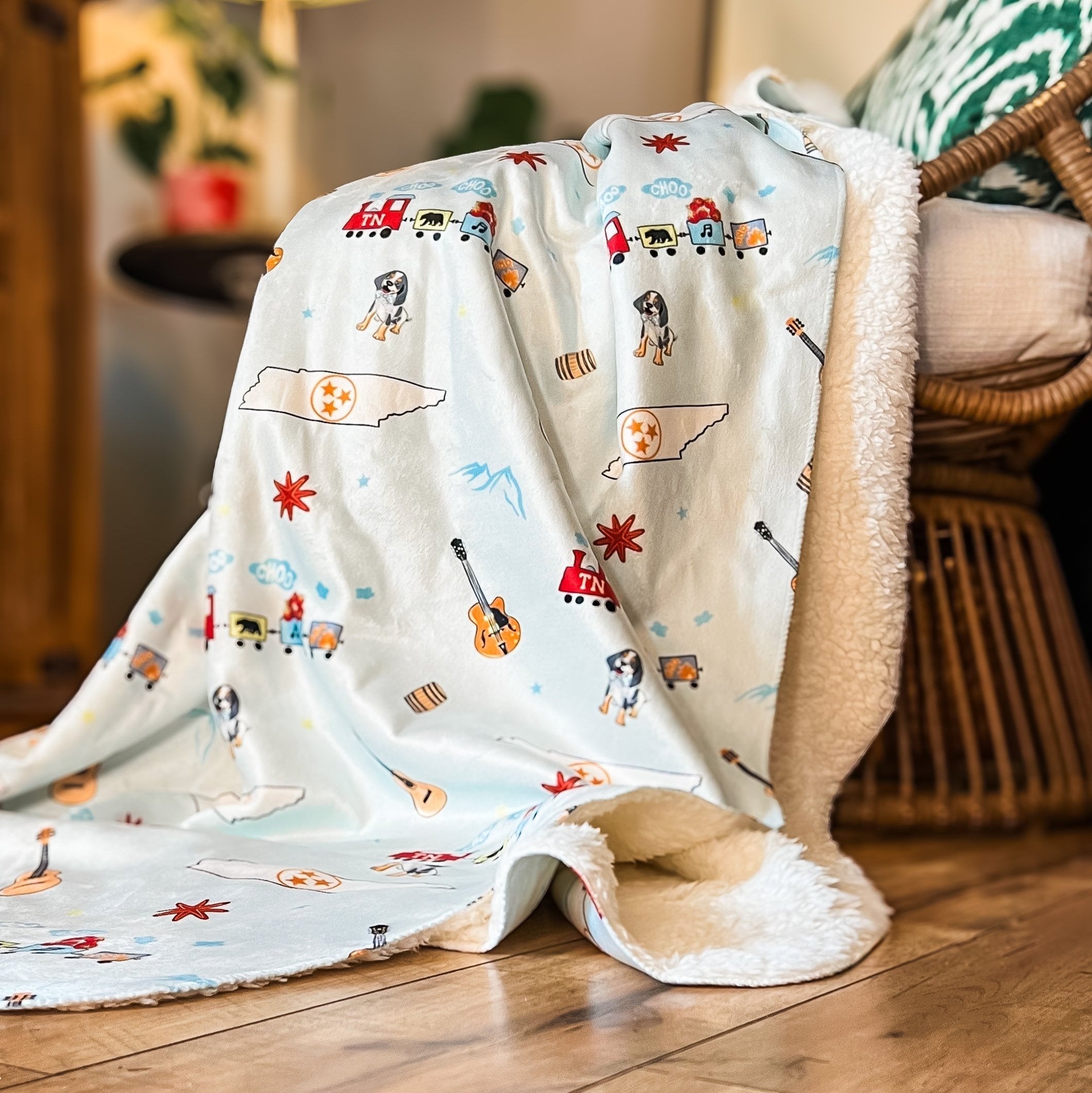 Tennessee Blue Plush Throw Blanket 60x80