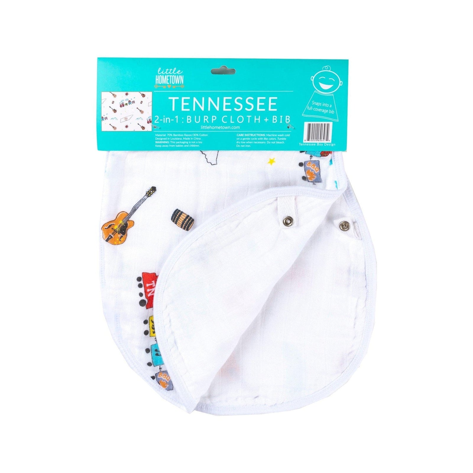 Gift Set: Tennessee Baby Muslin Swaddle Blanket and Burp Cloth/Bib Combo
