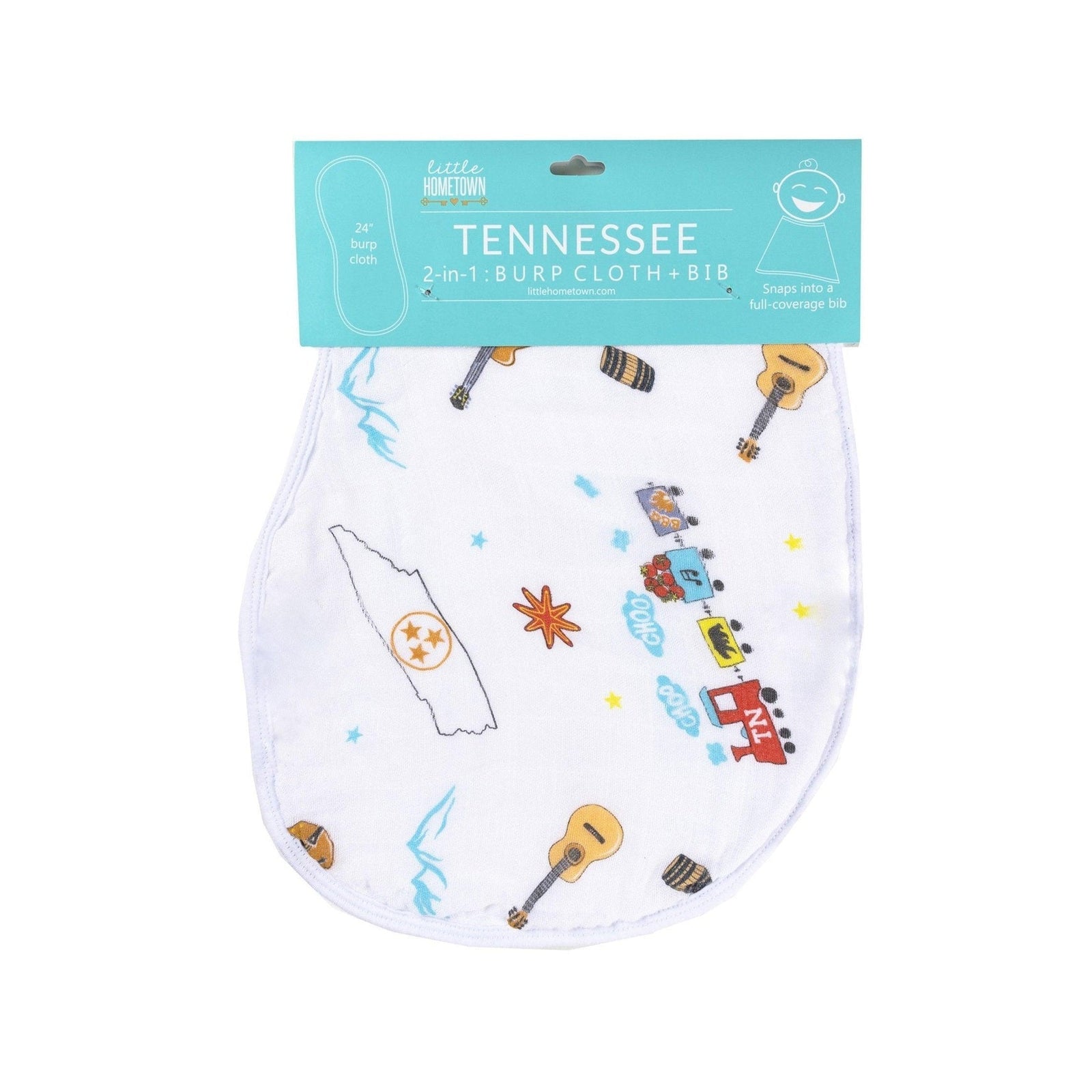 Gift Set: Tennessee Baby Muslin Swaddle Blanket and Burp Cloth/Bib Combo