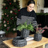 Handcrafted Textured Outdoor Matte Black Planters, Set of 3