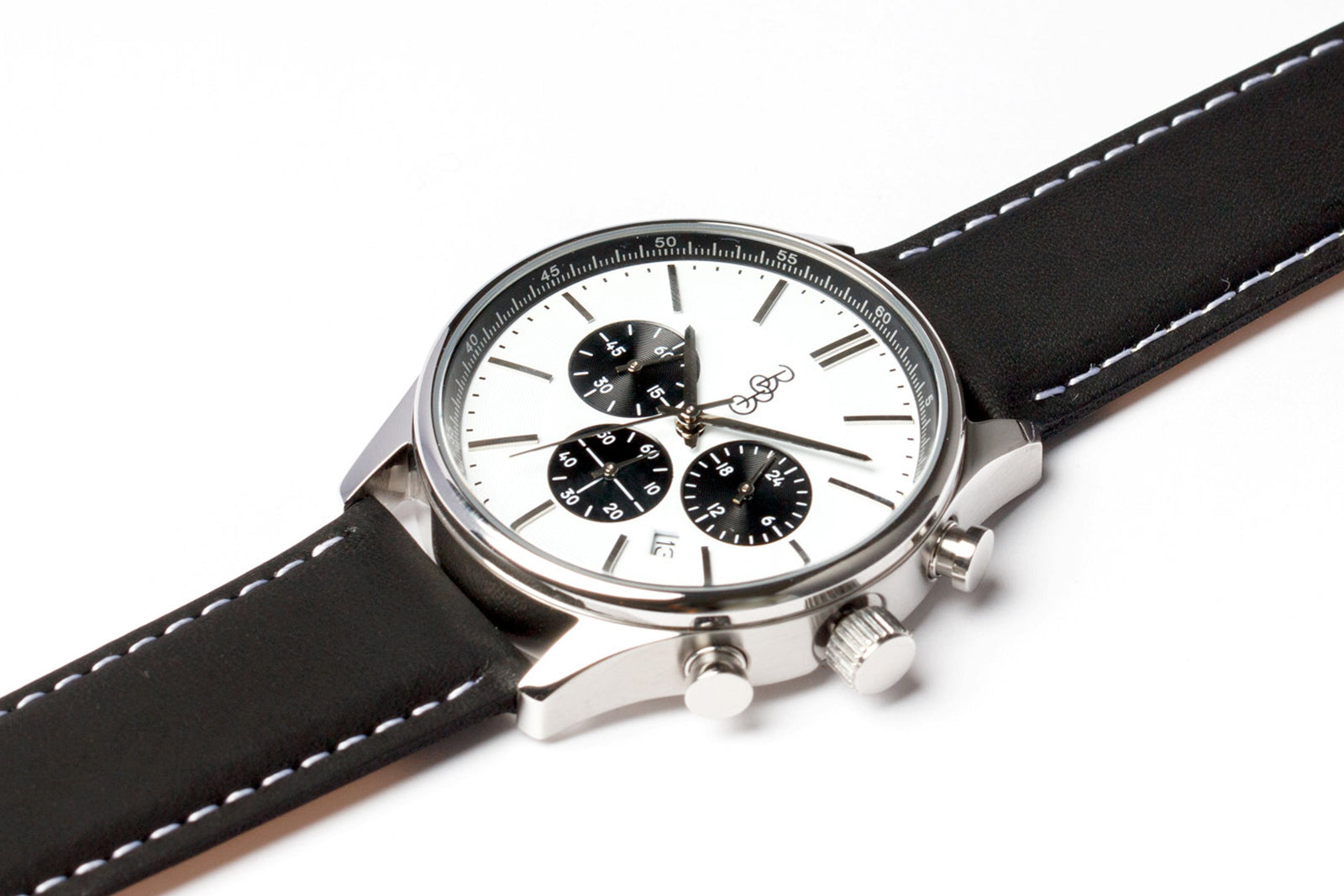 White and Black Chronograph Watch