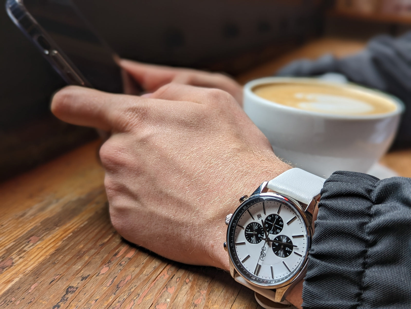 White and Black Chronograph Watch