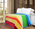 DaDa Bedding Colorful Striped Rainbow Reversible Plush Luxe Flannel Fleece Throw Blanket (XY9867)