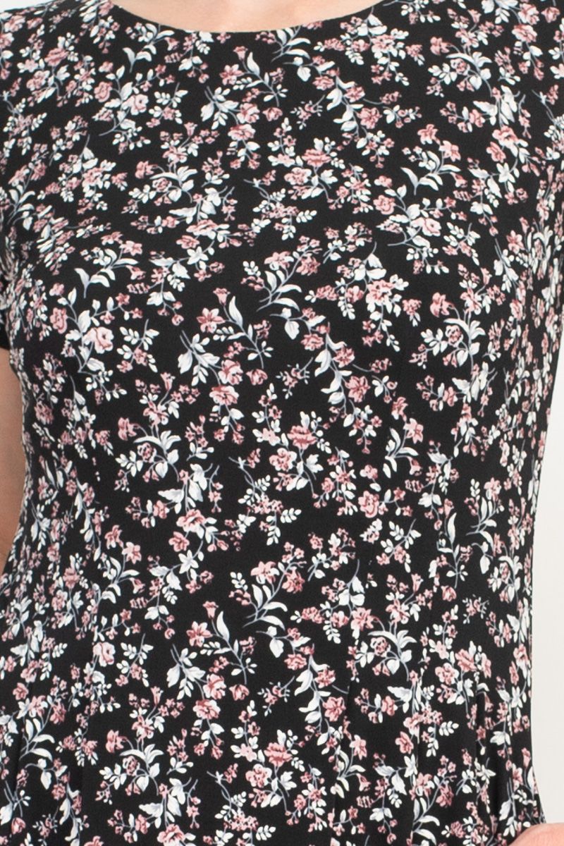 Connected Apparel Floral Soft Dress - Mauve Scuba Crepe