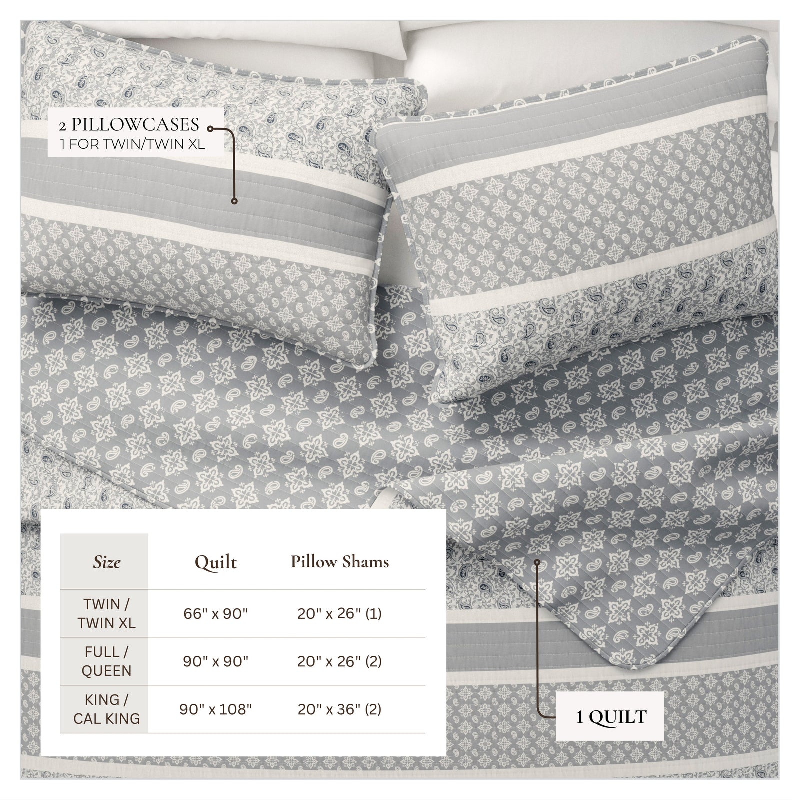 3-Piece Stripe Quilt - Kadi Collection