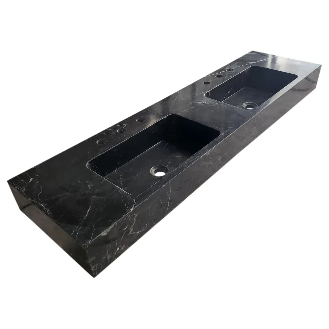 Toros Black Marble Double Sink Wall-mount Bathroom Sink Polished (W)18