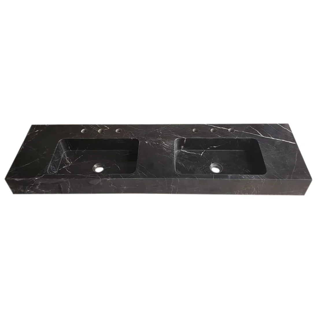 Toros Black Marble Double Sink Wall-mount Bathroom Sink Polished (W)18