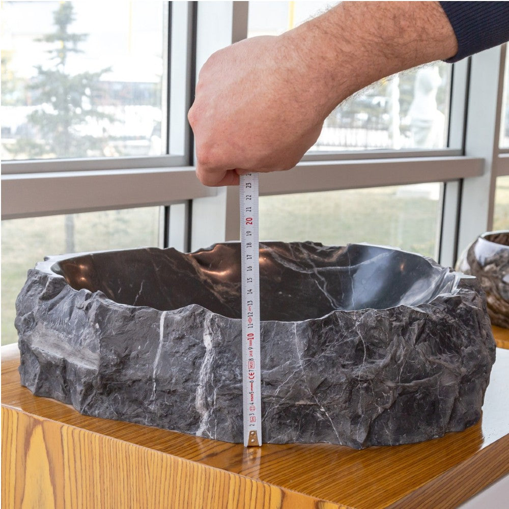 Toros Black Marble Natural Stone Vessel Sink (W)17
