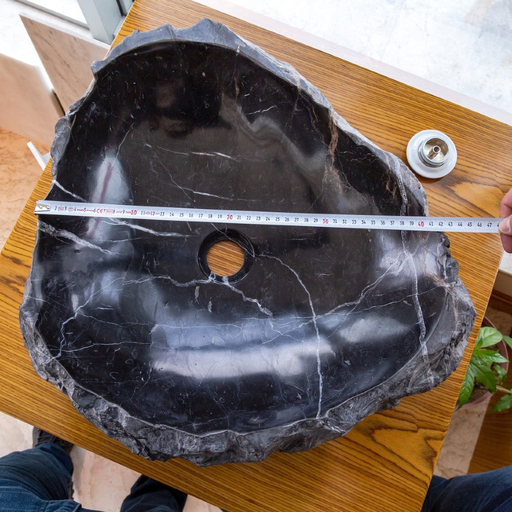 Toros Black Marble Natural Stone Vessel Sink (W)17