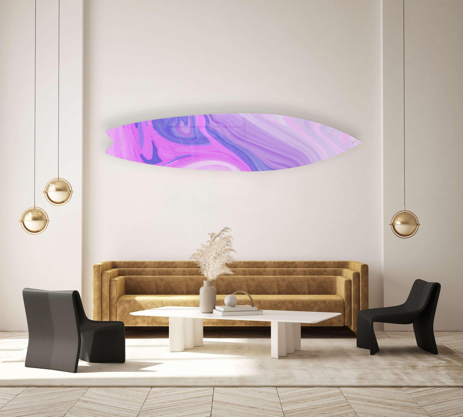 Trippy Purple Pink Acrylic Surfboard Wall Art