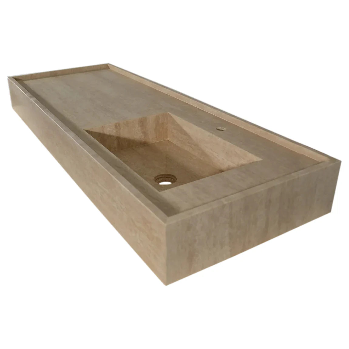 Troia Beige Travertine Rectangular Wall-mount Bathroom Sink (W)20