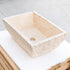 Troia Light Rustic Natural Stone Vessel Sink Honed Interior Hand Chiseled Exterior (W)12" (L)17" (H)6"