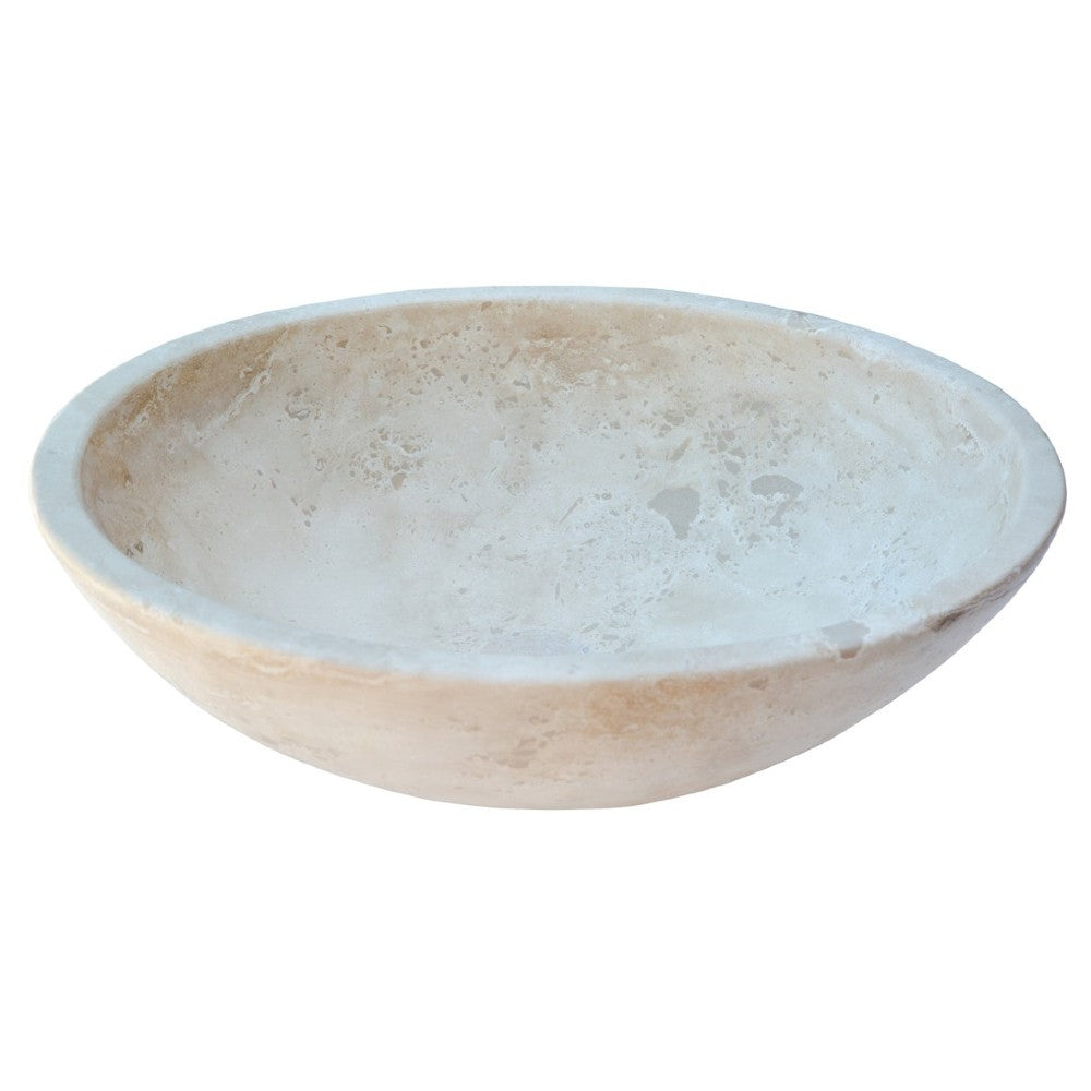 Troia Light Travertine Natural Stone Oval Vessel Sink (W)16