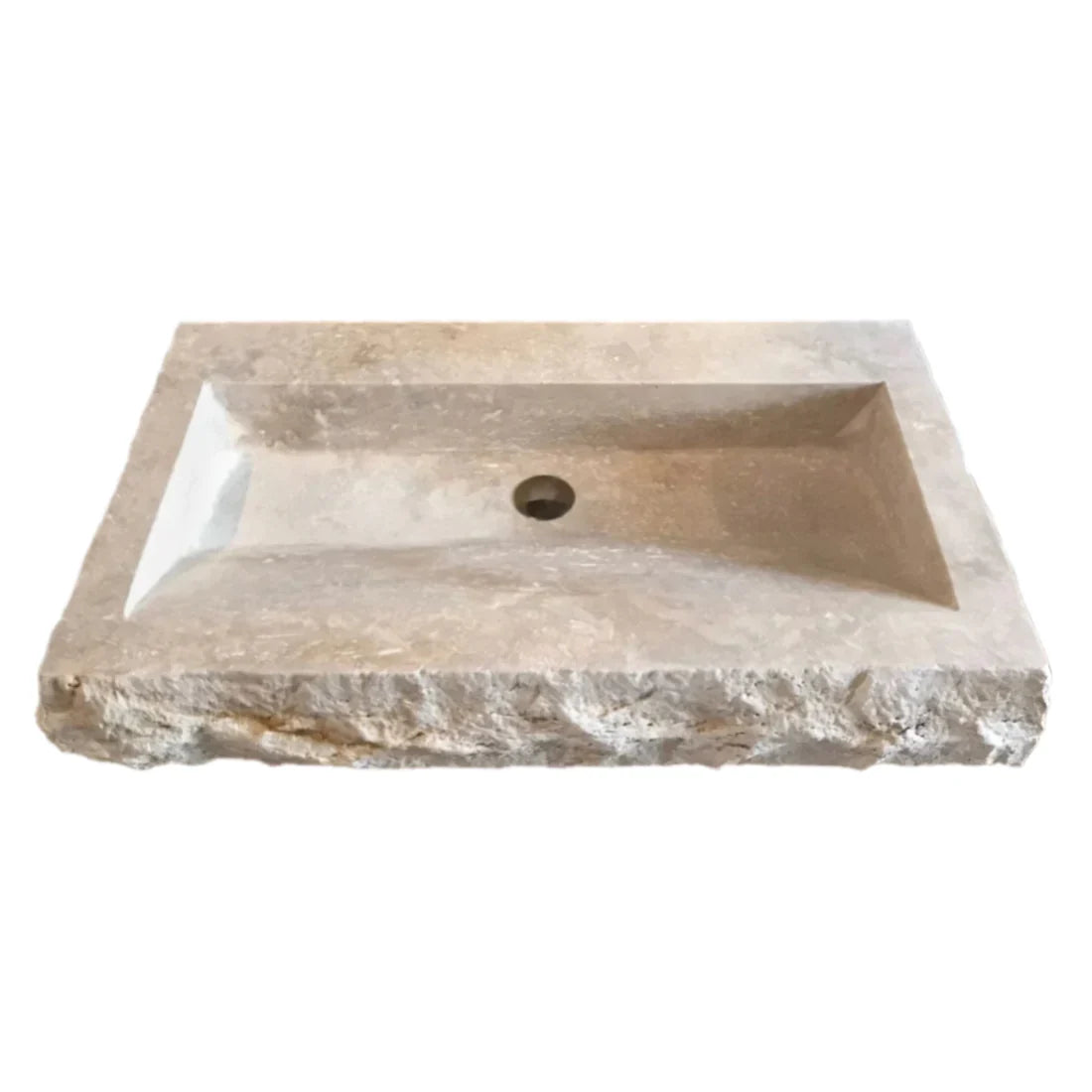 Troia Light Travertine Rustic Rectangular Wall-mount Bathroom Sink (W)16