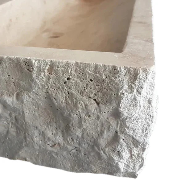 Troia Light Travertine Rustic Rectangular Wall-mount Bathroom Sink (W)16