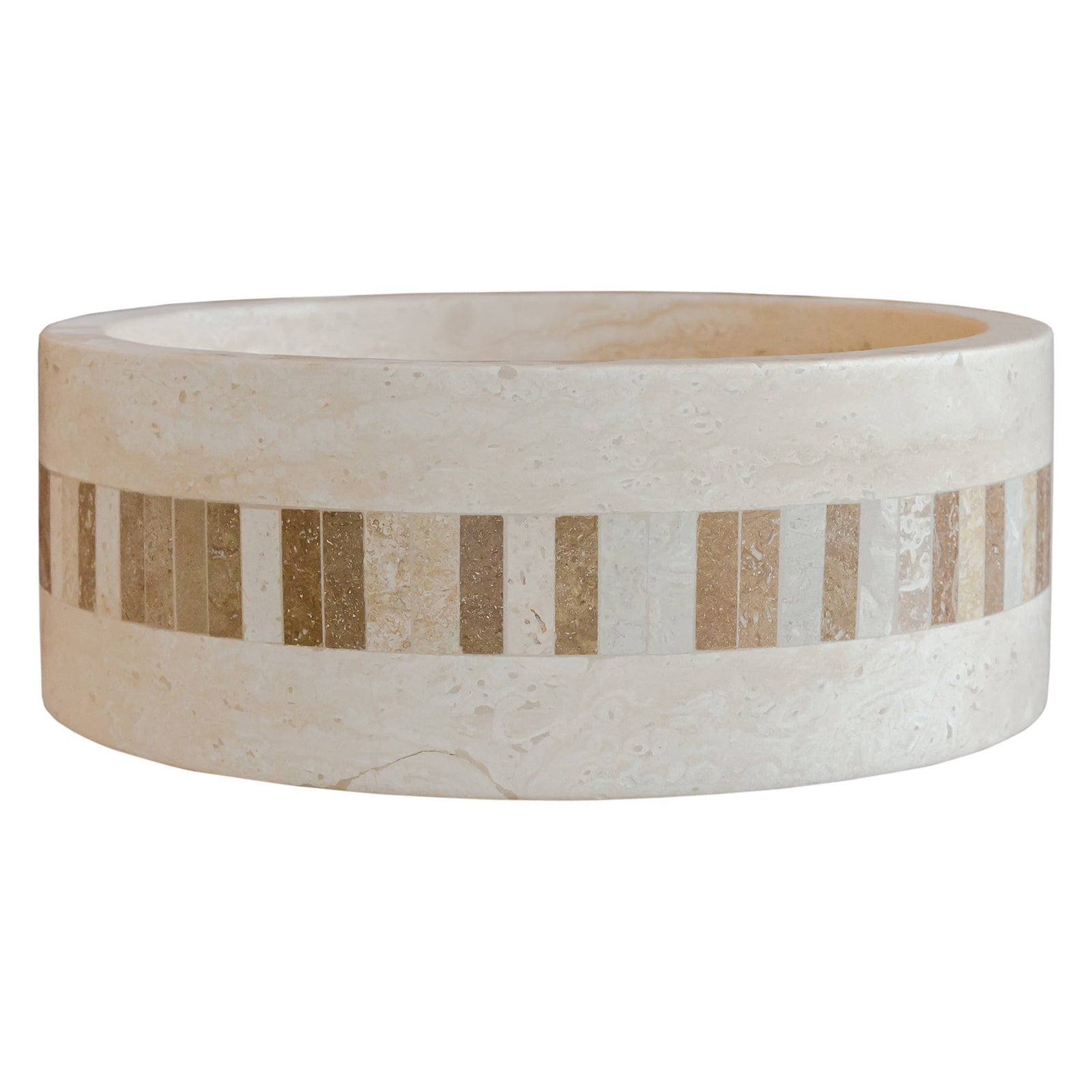 Troia Light Travertine Natural Stone Cylinder Sink Honed and Filled/Matte (D)16