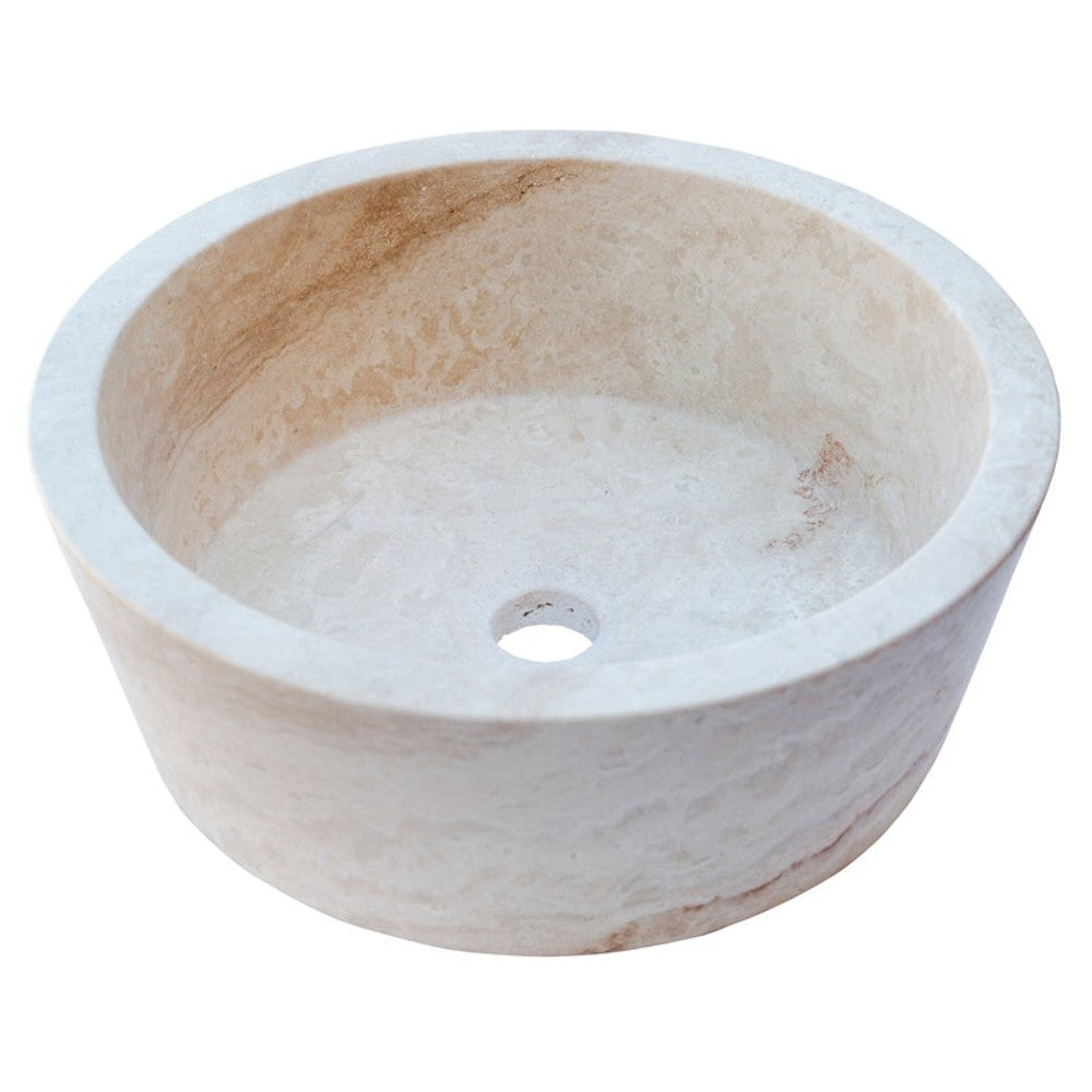 Troia Light Travertine Natural Stone Vessel Sink (D)16