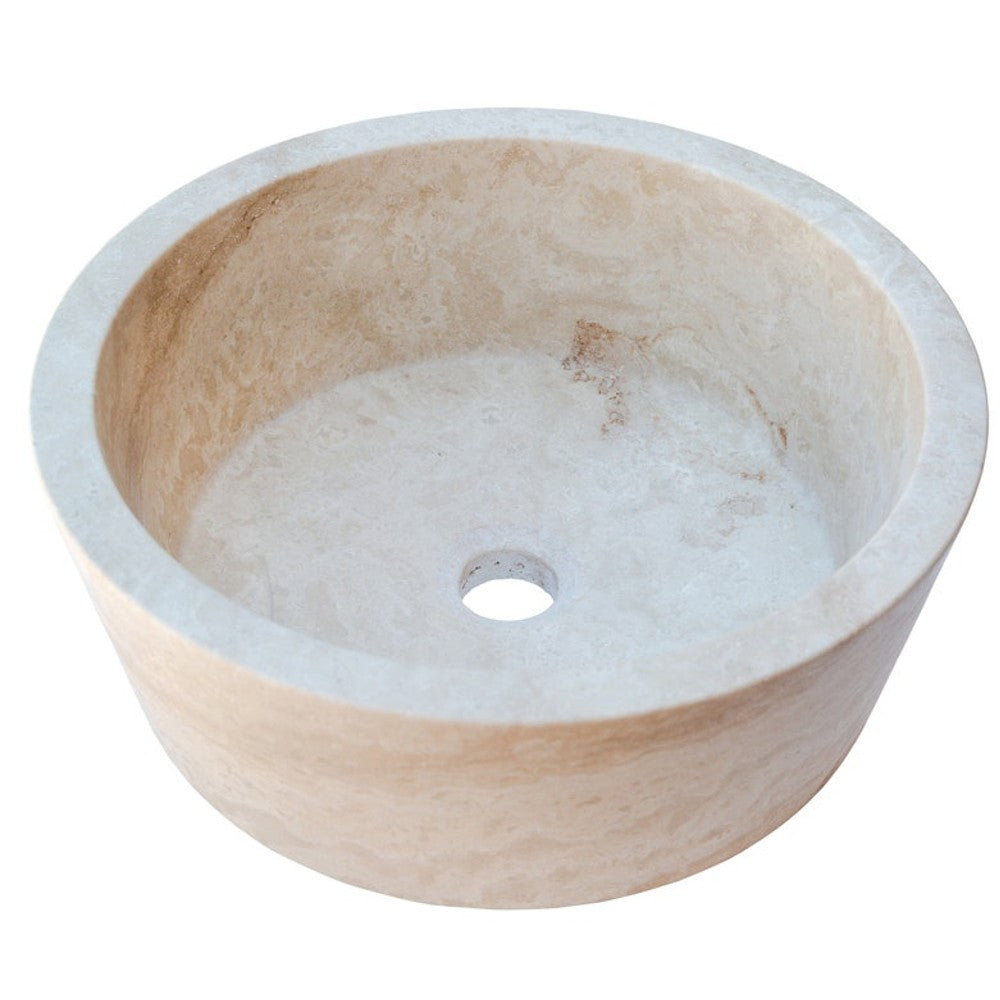 Troia Light Travertine Natural Stone Vessel Sink (D)16