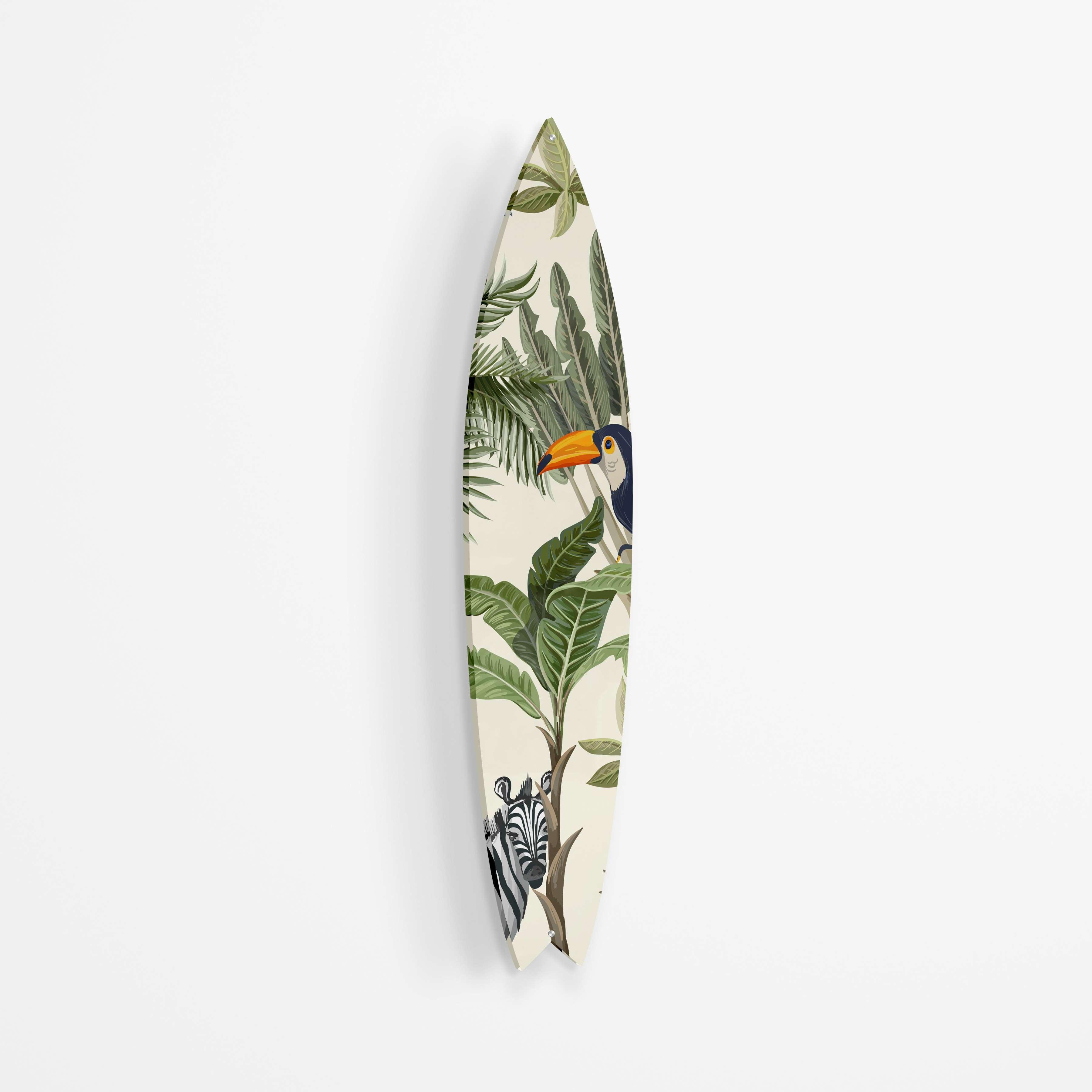 Tropical Toucan Zebra Acrylic Surfboard Wall Art