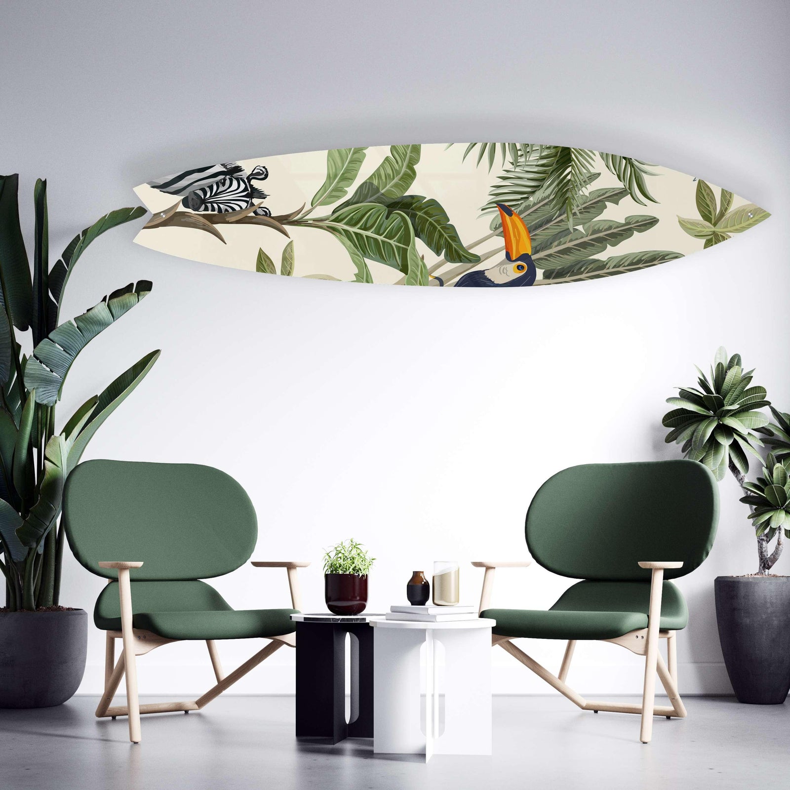 Tropical Toucan Zebra Acrylic Surfboard Wall Art