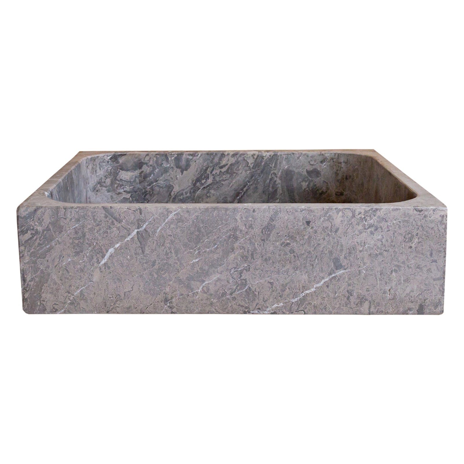 Tundra Gray Marble Farmhouse Rectangular Sink (W)16