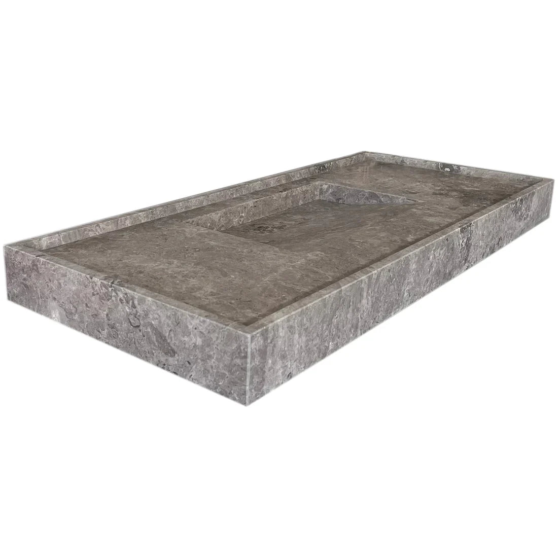 Tundra Grey Marble Rectangular Wall-mount Bathroom Sink Hidden Drain (W)20
